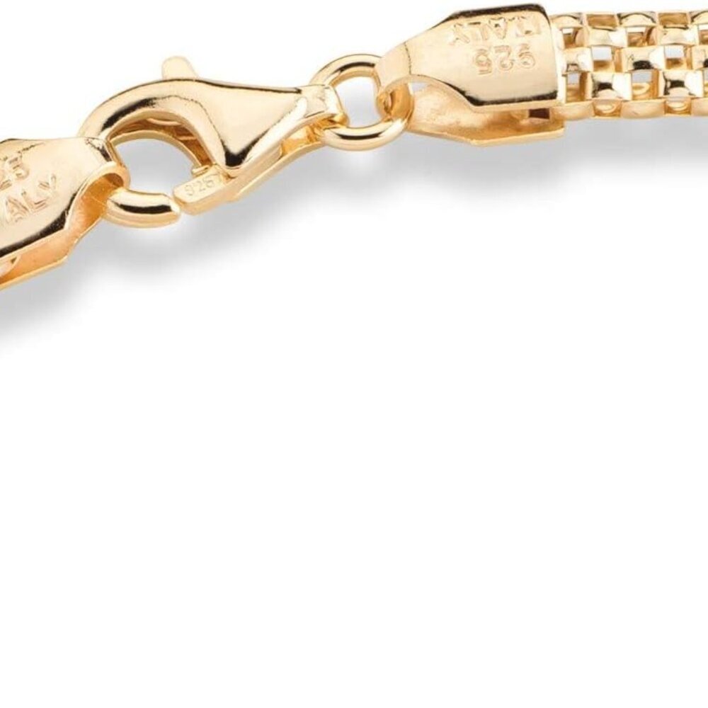 Sterling Silver 18K Gold Plated Mesh Link Bracelet Women’s Jewelry Gift - Picture 4 of 7